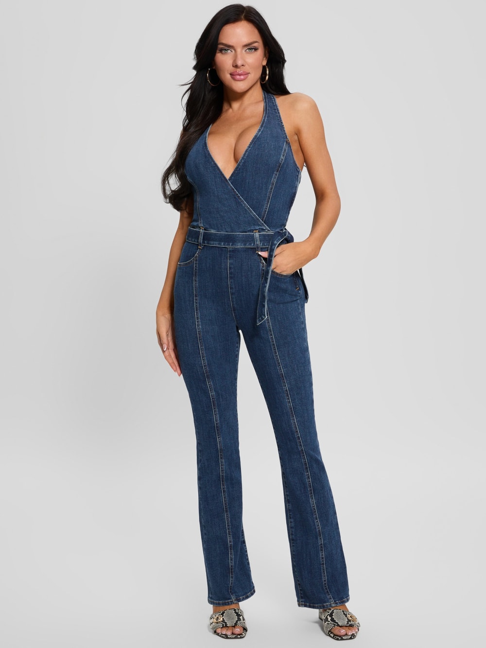 Eco Claire Denim Halter Jumpsuit - Image 2