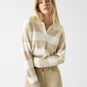 Striped polo sweater