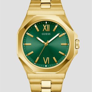Gold-Tone and Green Analog Watch