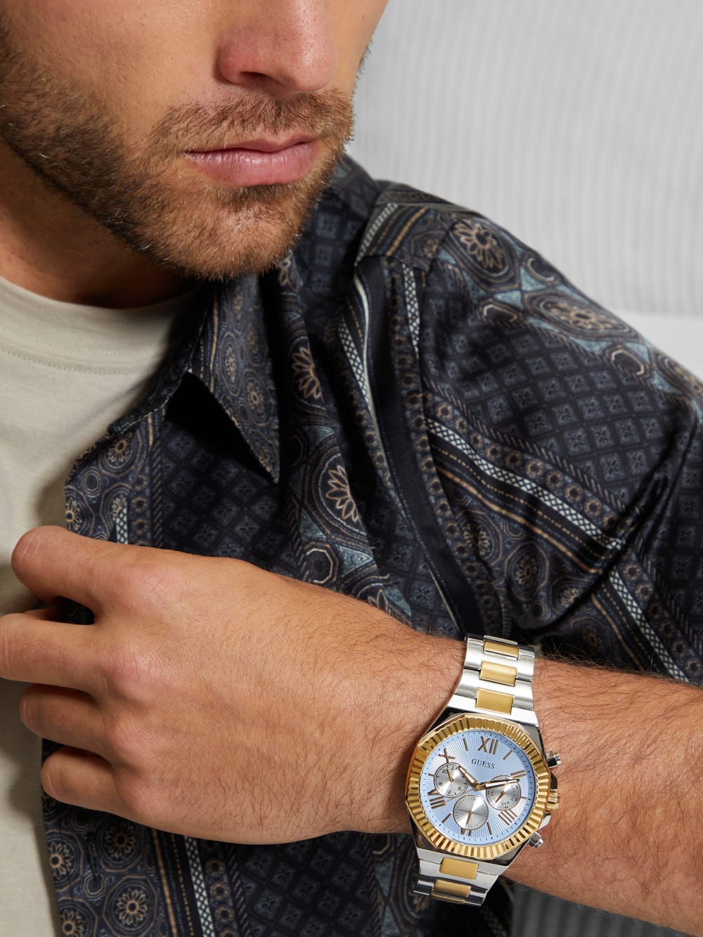 Two-Tone and Blue Multifunction Watch - Image 2