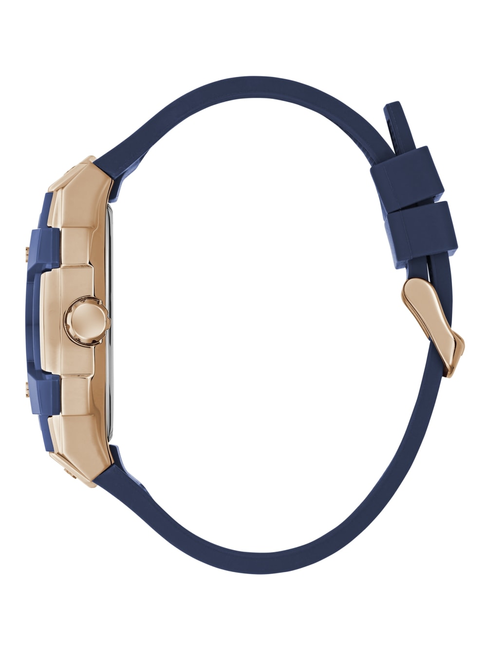 Rose Gold-Tone and Blue Silicone Multifunction Watch - Image 3