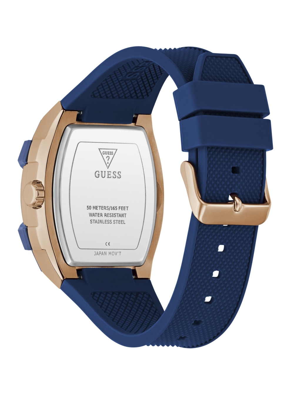 Rose Gold-Tone and Blue Silicone Multifunction Watch - Image 4