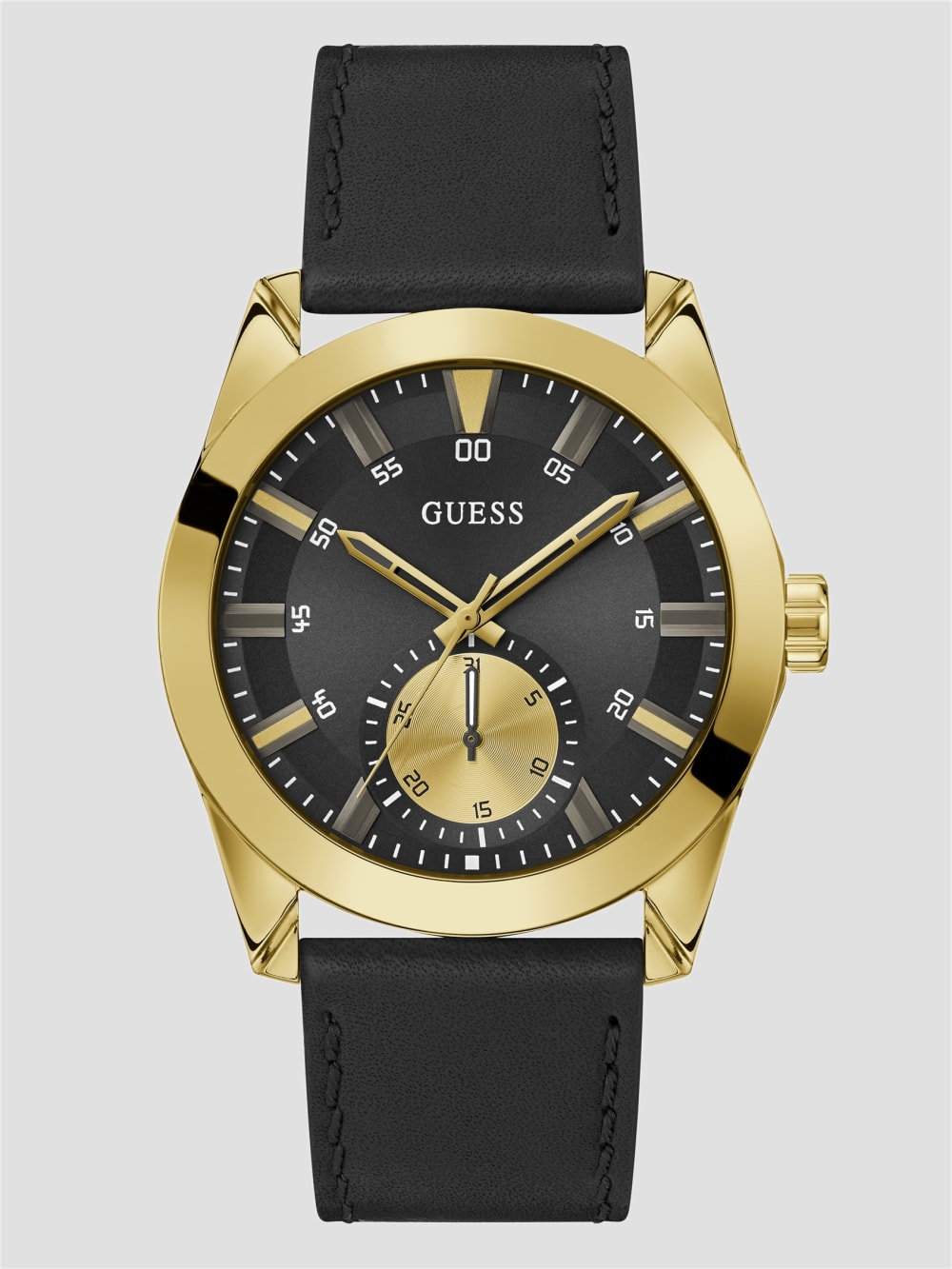 Black and Gold-Tone Multifunction Leather Watch