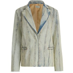 panel denim coat