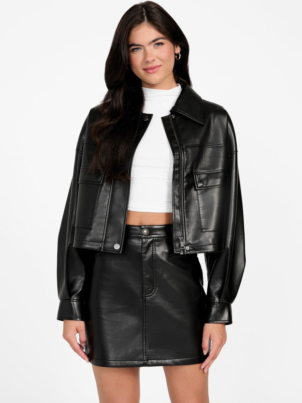 Flaminia Cropped Faux-Leather Jacket