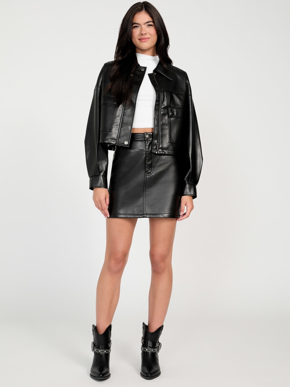 Flaminia Cropped Faux-Leather Jacket - Image 2