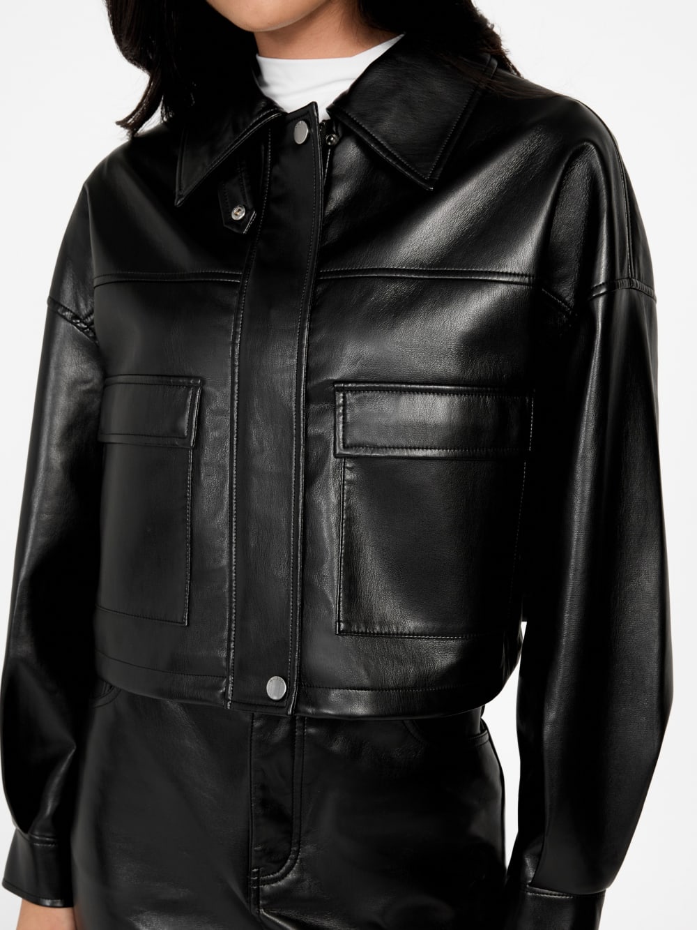 Flaminia Cropped Faux-Leather Jacket - Image 3