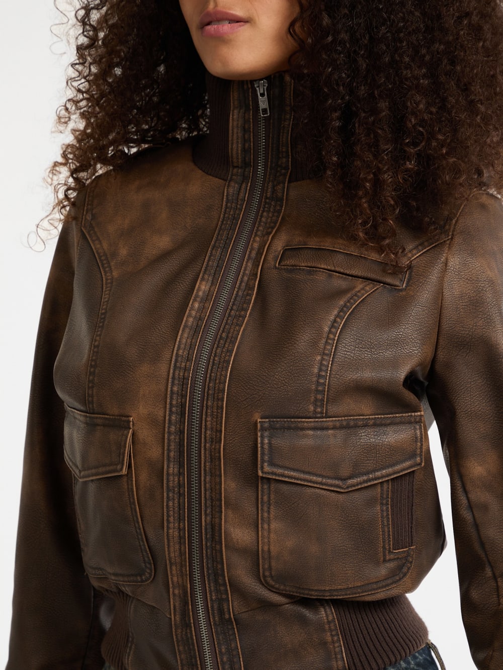 GUESS Originals Faux-Leather Aviator Jacket - Image 3