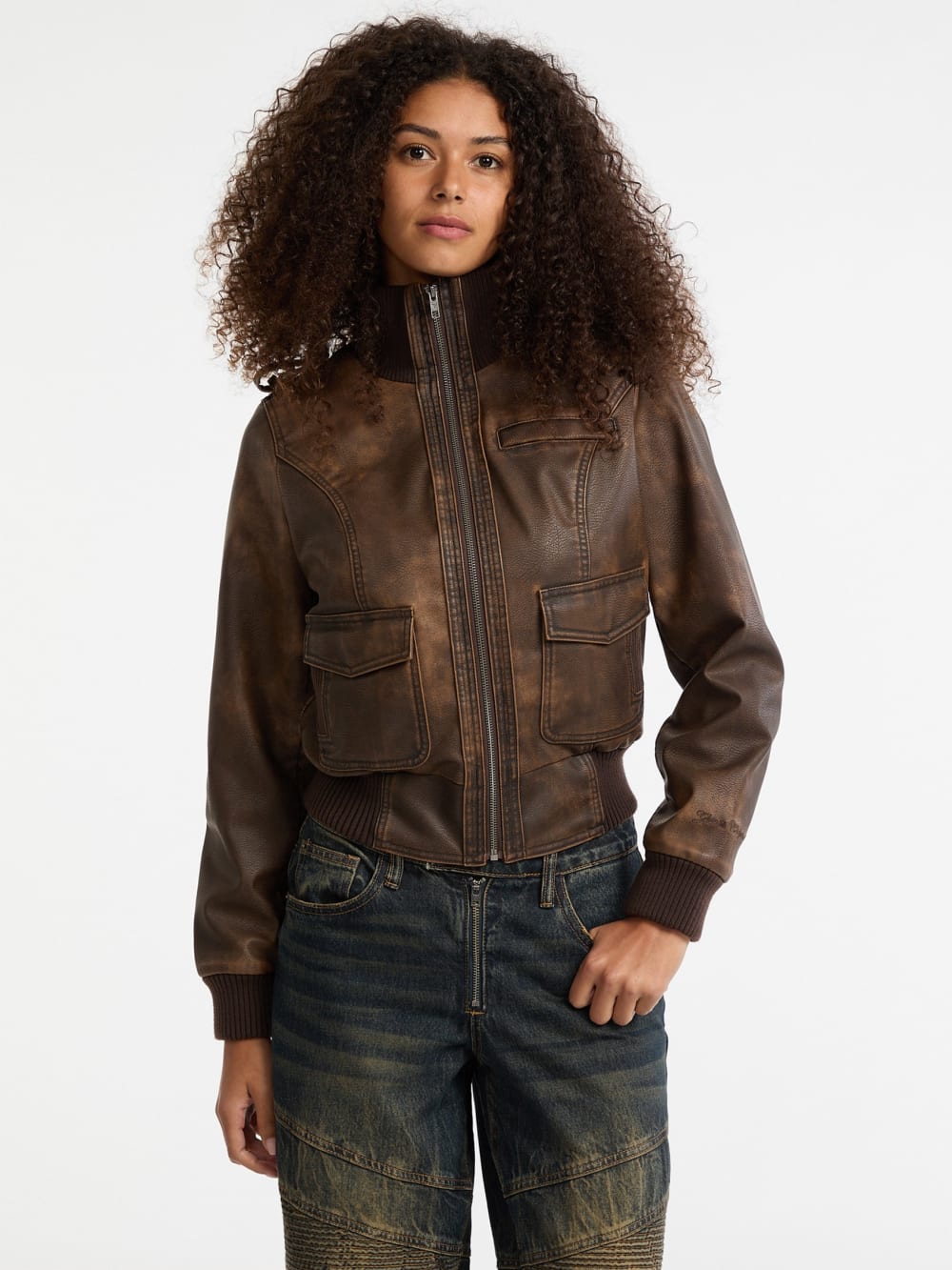 GUESS Originals Faux-Leather Aviator Jacket - Image 5