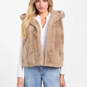 Sophy Hooded Faux-Fur Vest