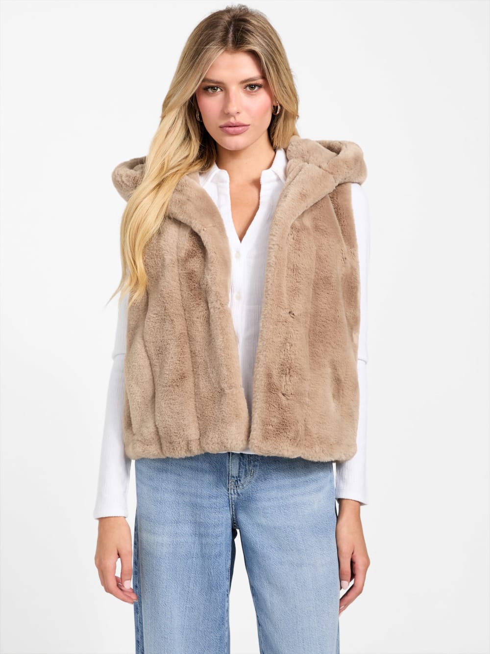 Sophy Hooded Faux-Fur Vest