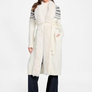Akilah Faux Fur-Trim Longline Cardigan