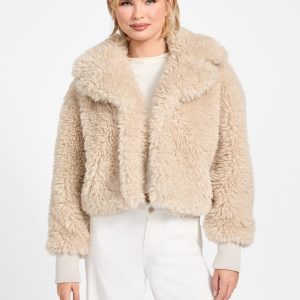Flavie Teddy Faux-Fur Cropped Jacket