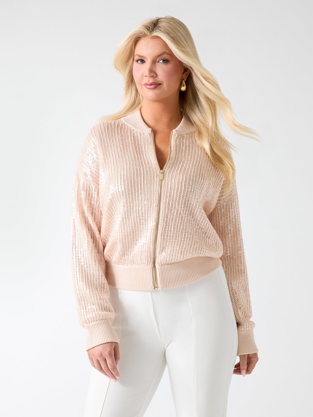 Claudia Sequins Sweater Jacket