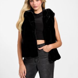 Sophy Hooded Faux-Fur Vest