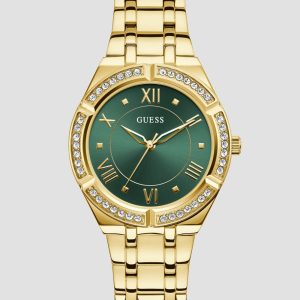 Gold-Tone and Green Analog Watch