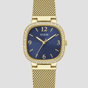 Gold-Tone Rounded Crystal Analog Watch