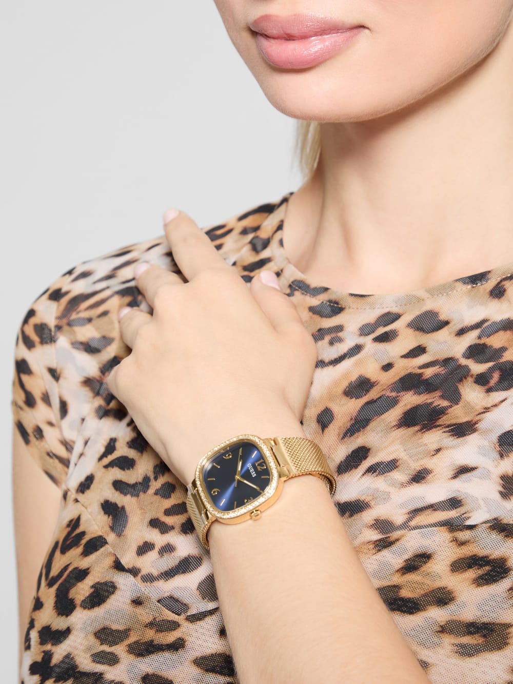 Gold-Tone Rounded Crystal Analog Watch - Image 2