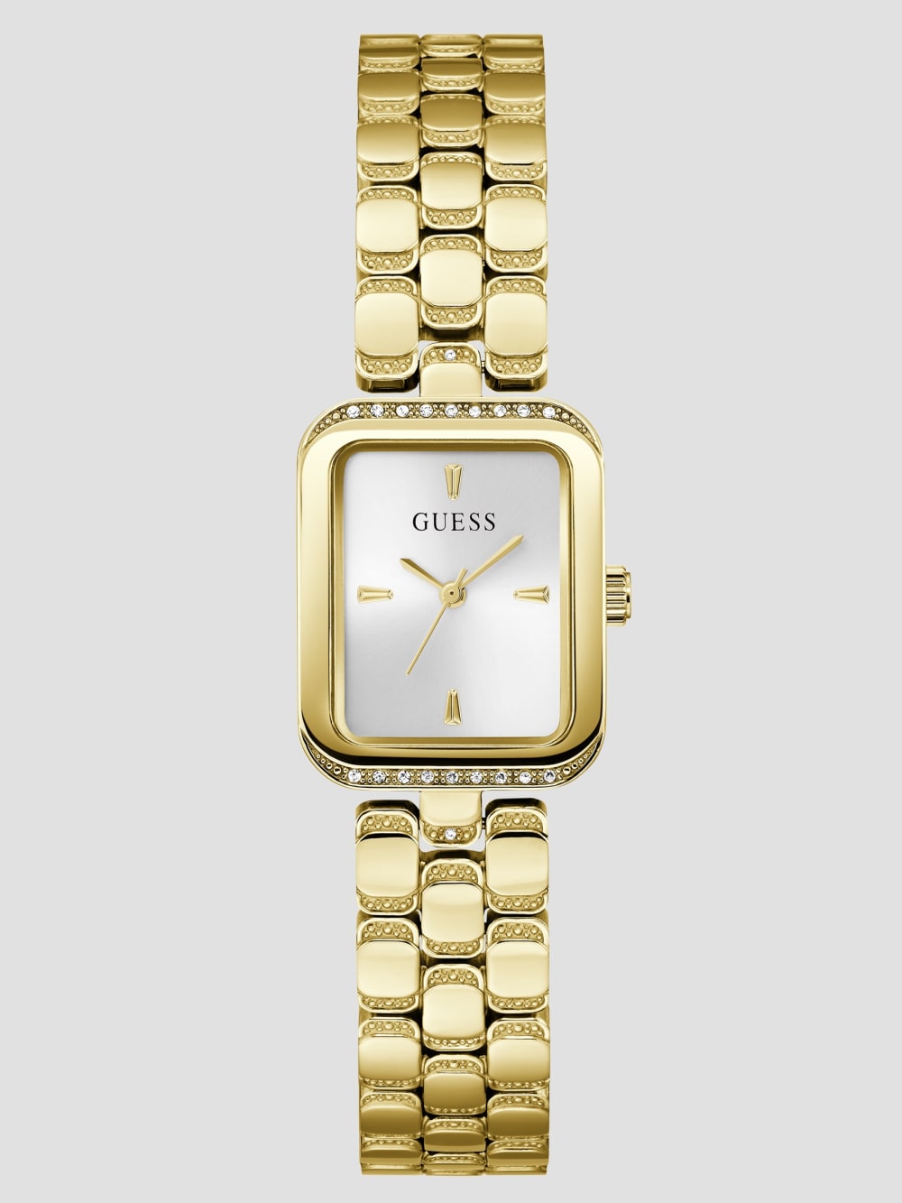 Gold-Tone Textured Square Analog Watch