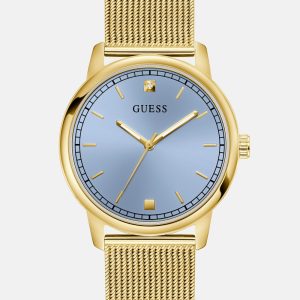 Gold-Tone and Blue Analog Watch