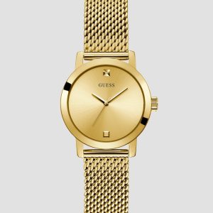 Gold-Tone Mesh Diamond Analog Watch