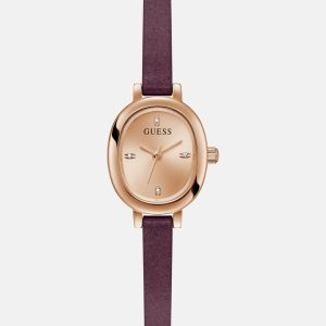 Burgundy Leather Analog Watch