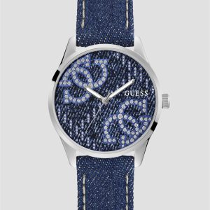 Silver-Tone and Denim Quattro G Analog Watch