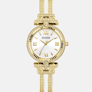 Gold-Tone Rhinestone Analog Watch