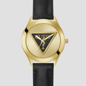Gold-Tone and Leather Analog Logo Watch