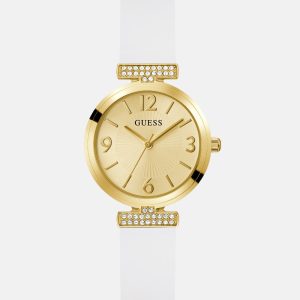 Gold-Tone and White Silicone Analog Watch
