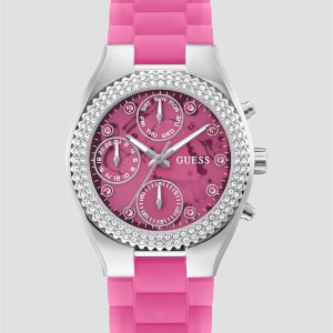 Pink and Silver-Tone Multifunction Watch