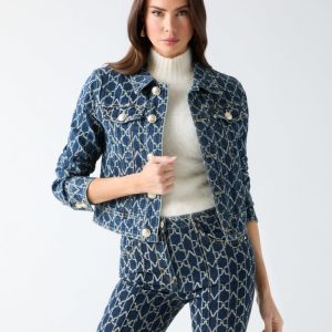 Bea Monogram Denim Trucker Jacket
