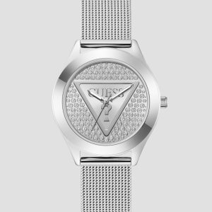 Silver-Tone Analog Logo Watch