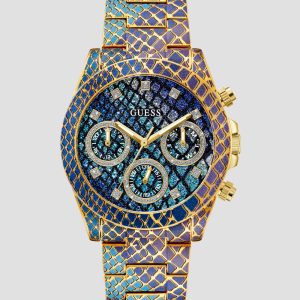 Printed Gold-Tone Multifunction Watch