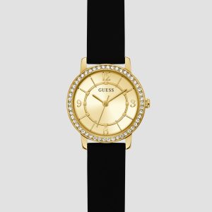 Gold-Tone and Black Silicone Analog Watch