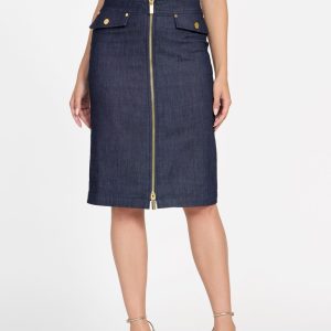 Denim Midi Pencil Skirt