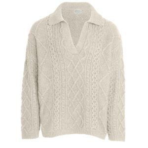 cable knit crewneck sweater
