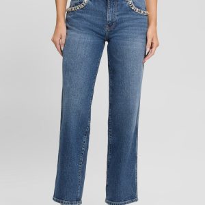 Daisy Rhinestone Pocket Jeans