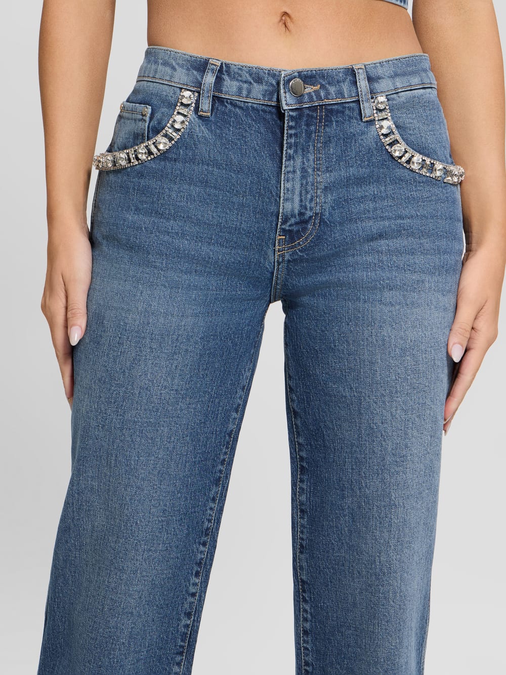 Daisy Rhinestone Pocket Jeans - Image 3