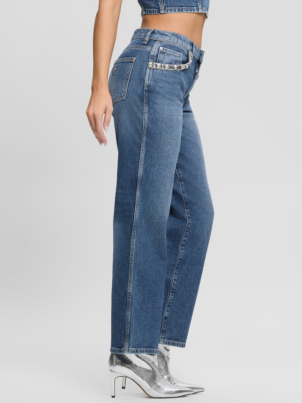 Daisy Rhinestone Pocket Jeans - Image 5