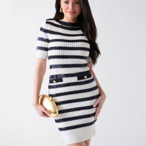 Marciano Striped Sequin Sweater Dress