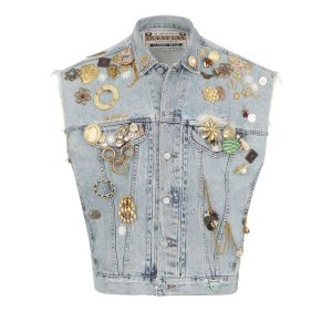 embellished denim vest