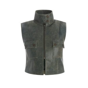 crackled leather top