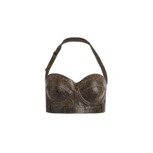 crackle leather bra