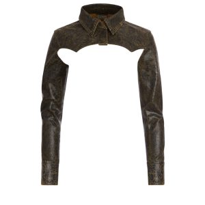 crackle leather crop top