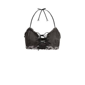 Denim Lace-Up Bra Top
