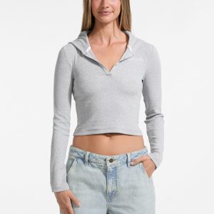 Hooded Embroidered Logo Slim Top