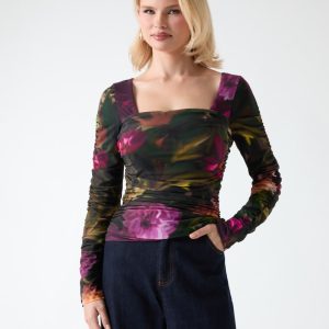 Sandy Printed Gathered Top