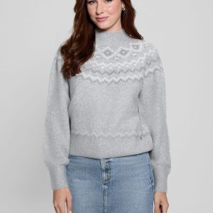 Mock-Neck Wool-Blend Pullover Sweater