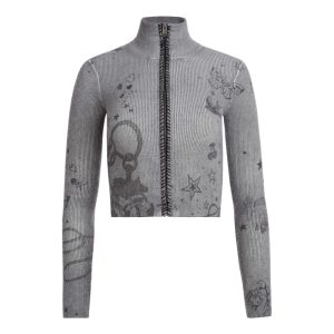 printed stitched sweater